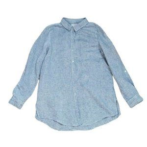 Urban Outfitters Artisan NY Gray White Women's Oversized Stripe 100% Linen Shirt